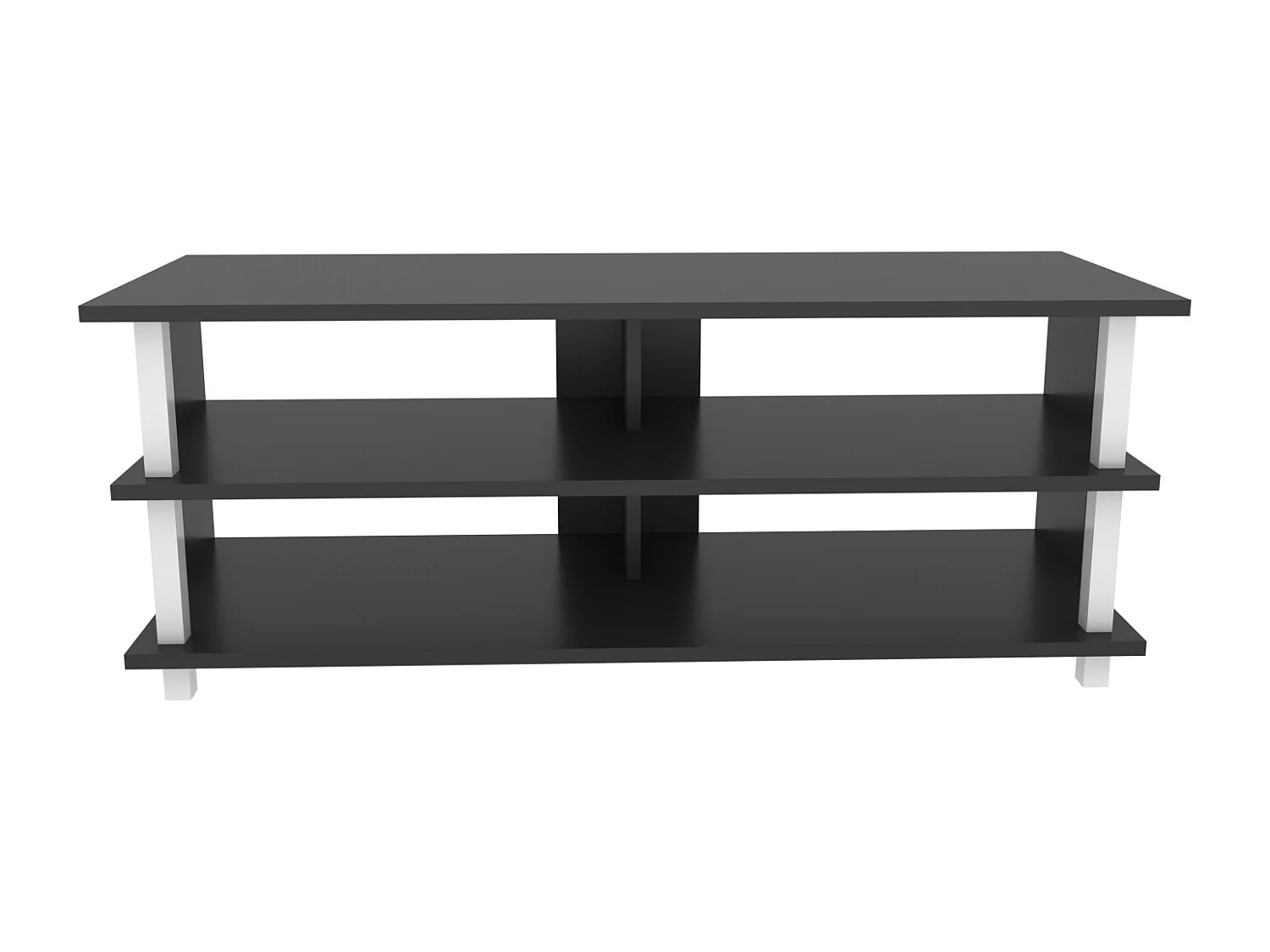 Pueblo Meuble TV 120 cm Niches et Étagères Ouvertes (Anthracite et Blanc)