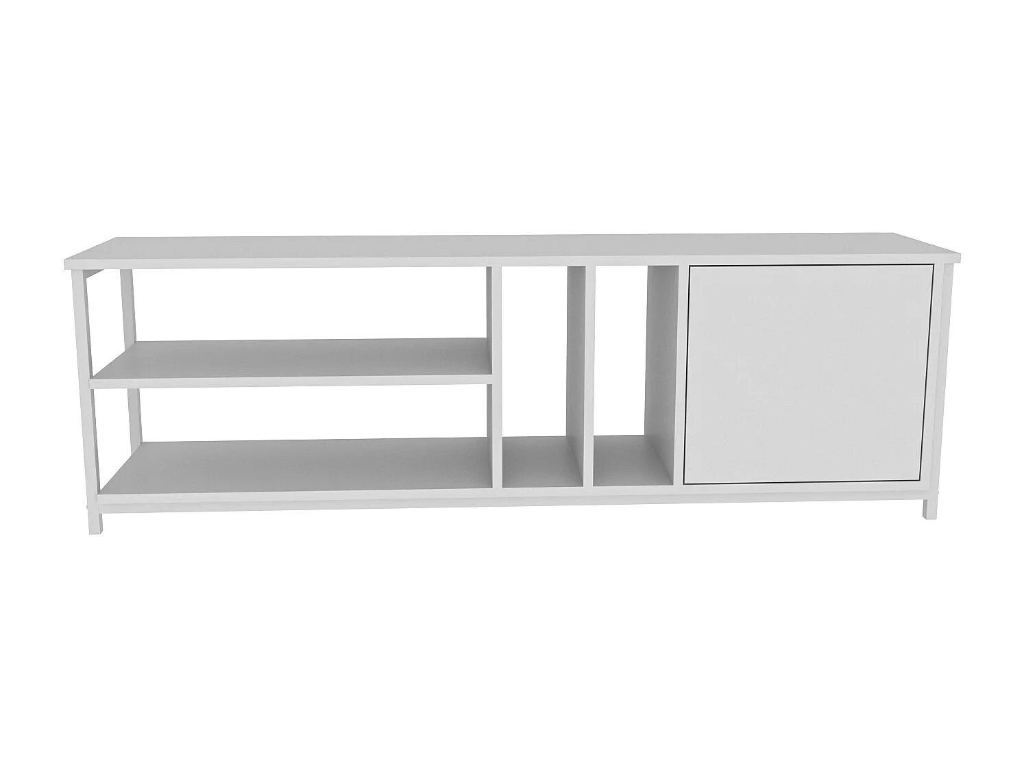 Oneida Meuble TV 160 cm Cadre métallique - Étagères Ouvertes et Armoire (Blanc)
