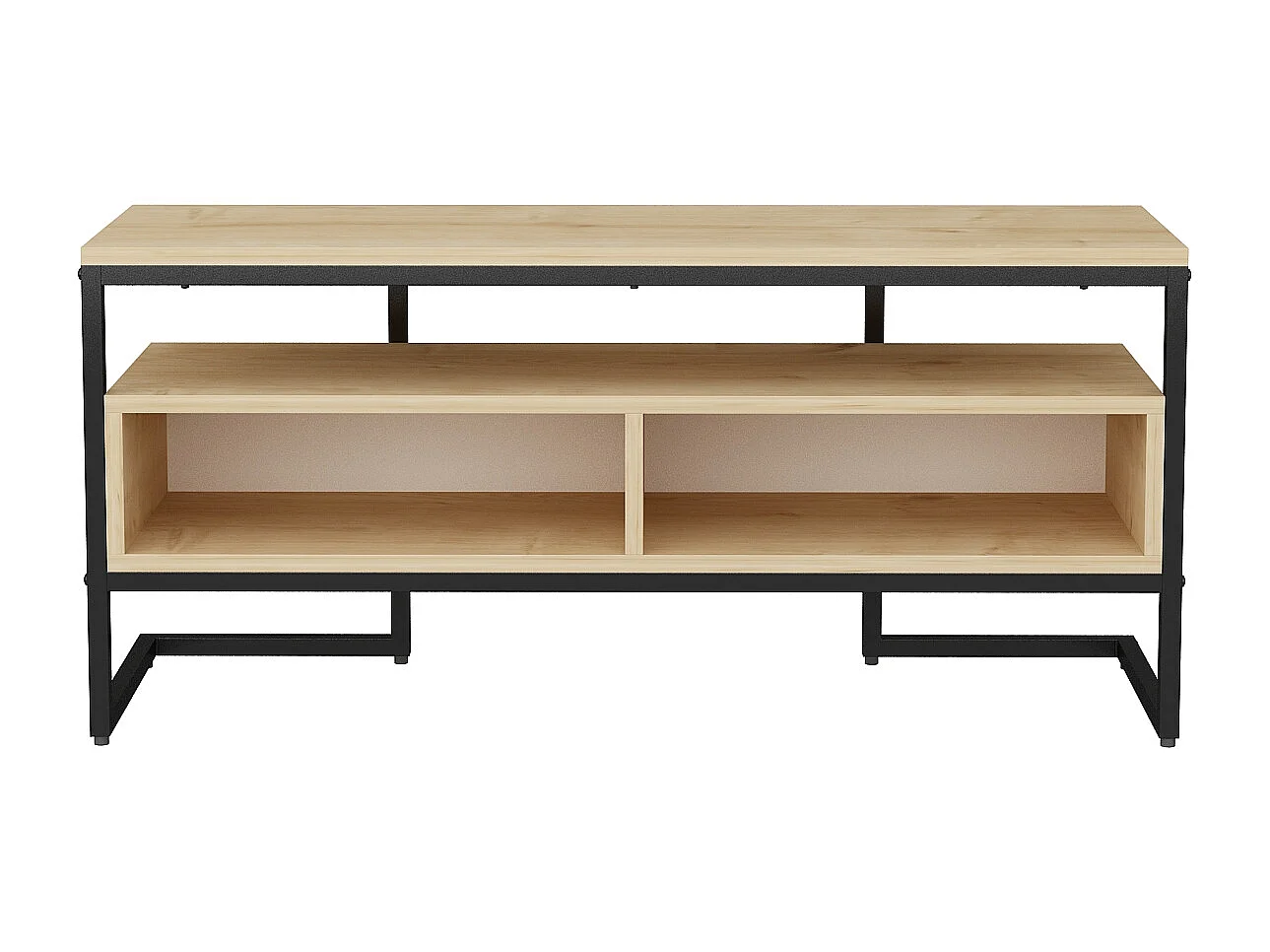 Meuble TV Merrion 111 cm Cadre Métallique (Noir et Chêne)