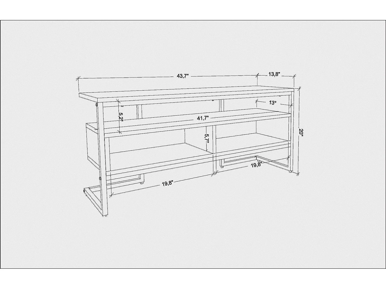 Meuble TV Merrion 111 cm Cadre Métallique (Noir et Chêne)