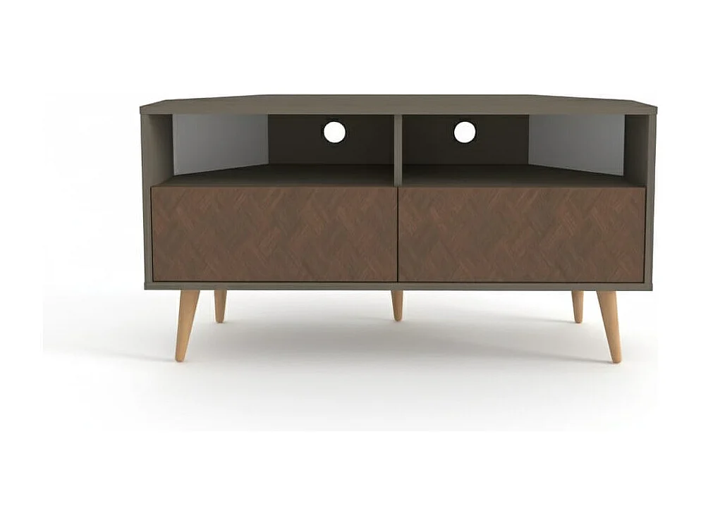 Aura Meuble TV d'angle 120 cm Armoires et Niches avec Pieds en Bois (Galaxy and Effet Vintage)