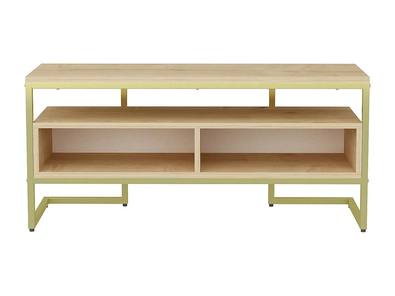 Meuble TV Merrion 111 cm Cadre Métallique (Doré et Chêne)