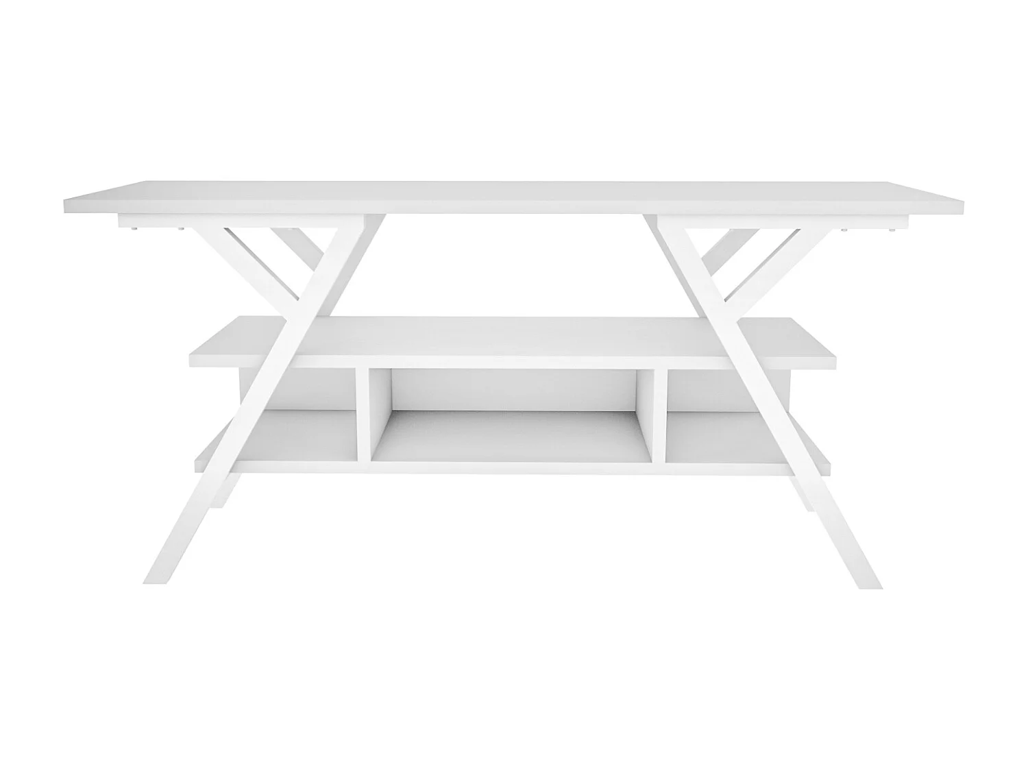 Minerva Meuble TV 120 cm Étagères Ouvertes et Cadre en métal (Blanc)