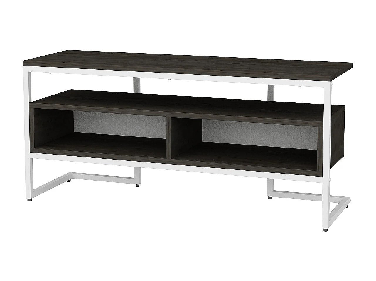 Meuble TV Merrion 111 cm Cadre Métallique (Blanc et Wenge)