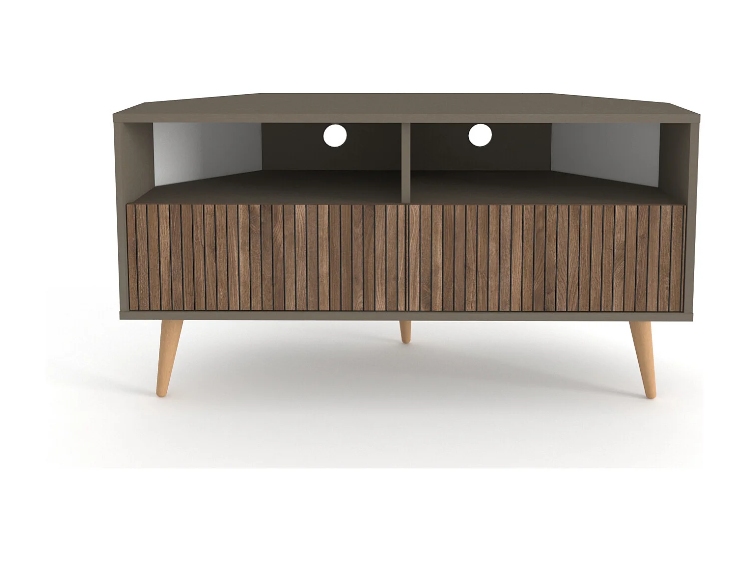 Aura Meuble TV d'angle 120 cm Armoires et Niches avec Pieds en Bois (Galaxy and Effet Alina)