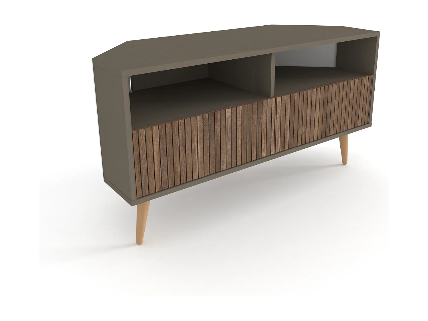 Aura Meuble TV d'angle 120 cm Armoires et Niches avec Pieds en Bois (Galaxy and Effet Alina)