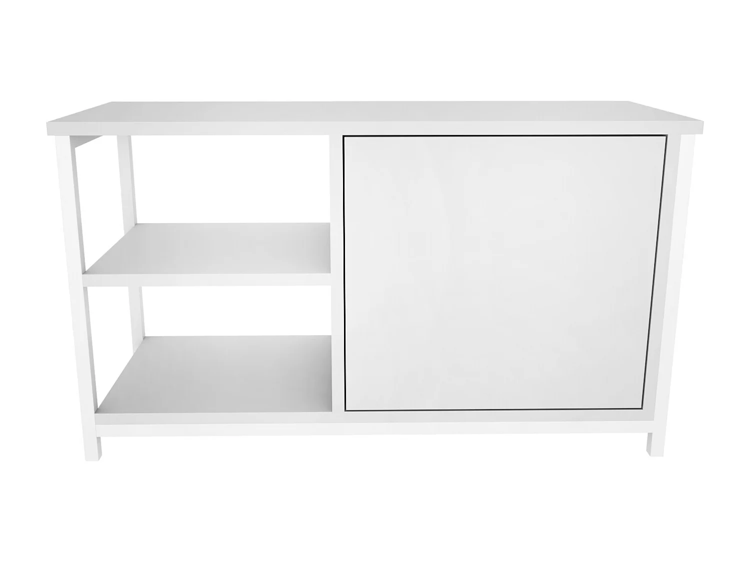 Meuble TV Muskegon 90 cm Placard et Étagères ouvertes (Blanc)