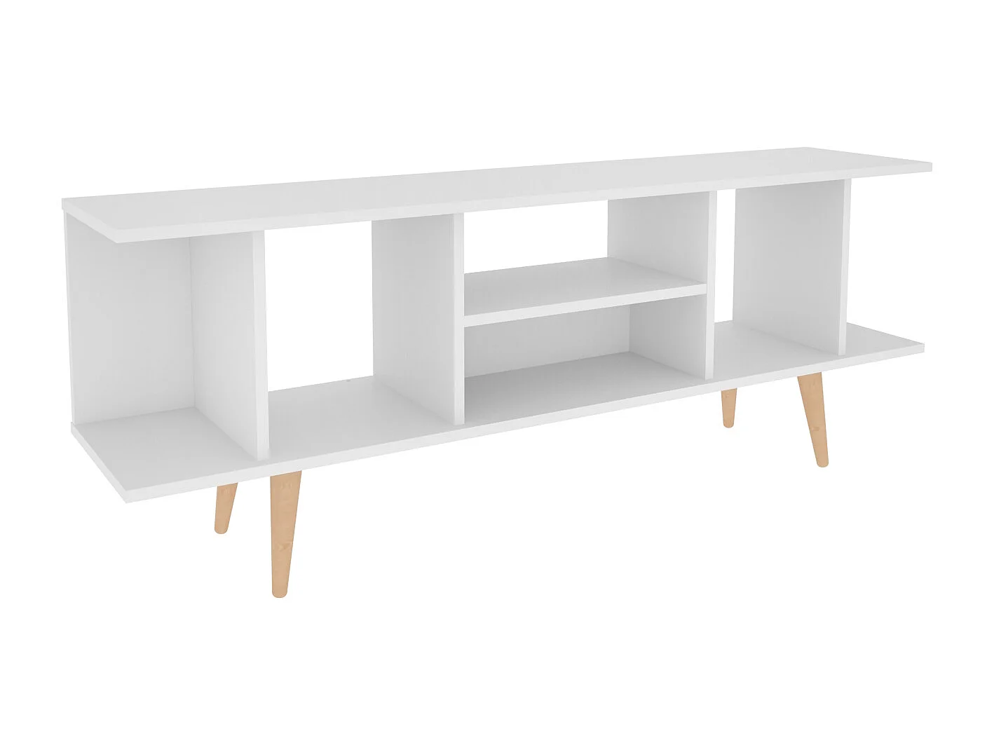 Akya Meuble TV 160 cm avec Niches pour le Rangement (Blanc)
