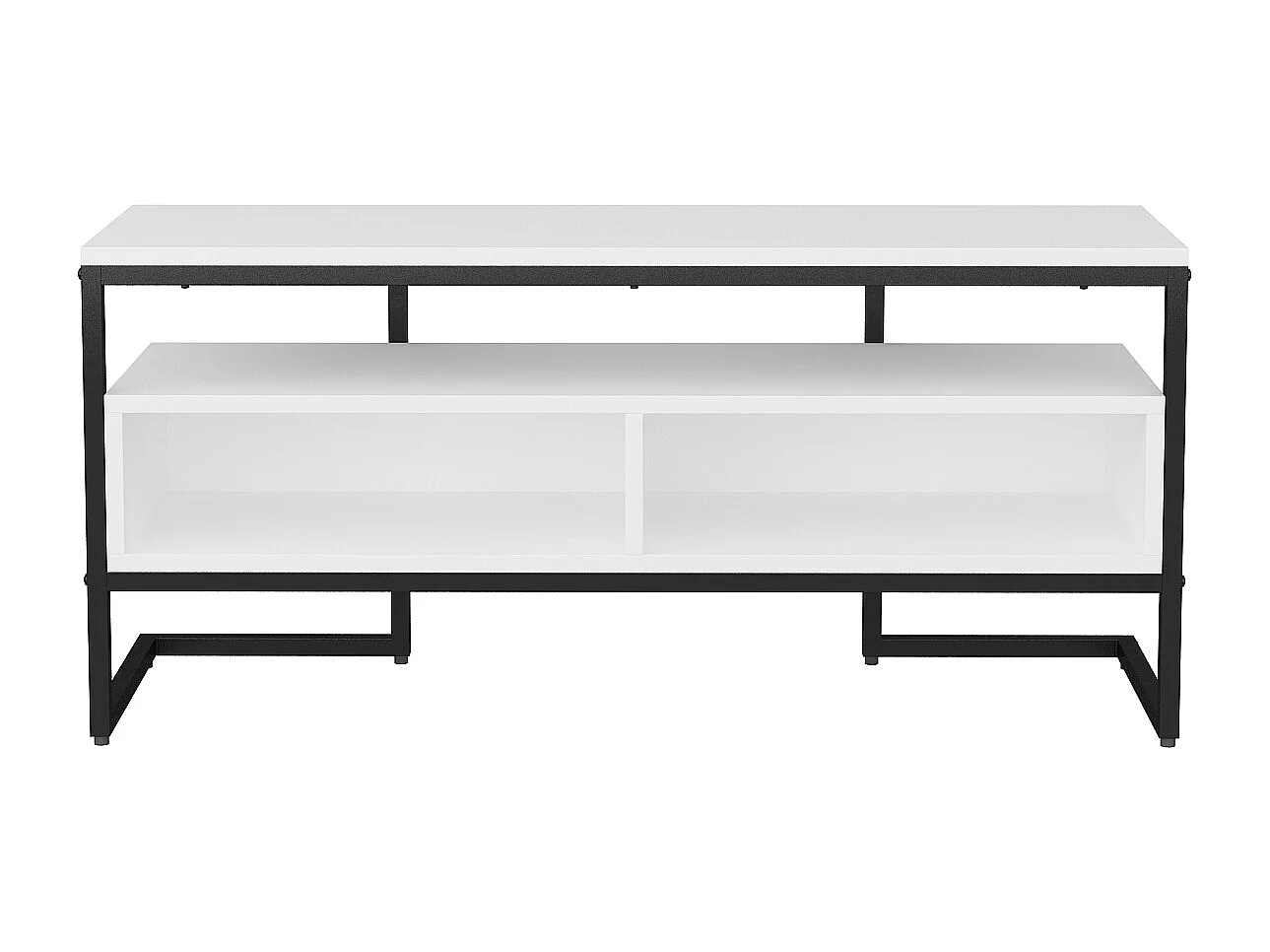 Meuble TV Merrion 111 cm Cadre Métallique (Noir et Blanc)