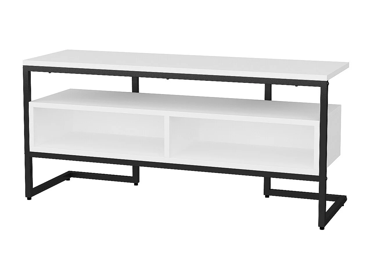 Meuble TV Merrion 111 cm Cadre Métallique (Noir et Blanc)