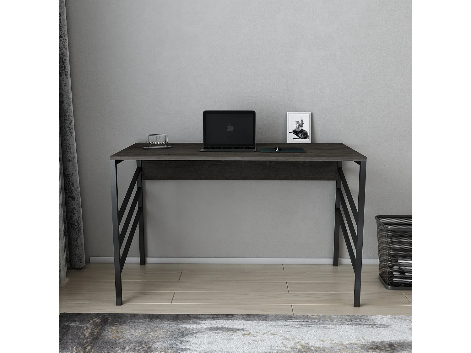 Bureau Josephine avec le cadre en métal (Noir et Wenge) 75 cm h x 120 cm l x 60 p