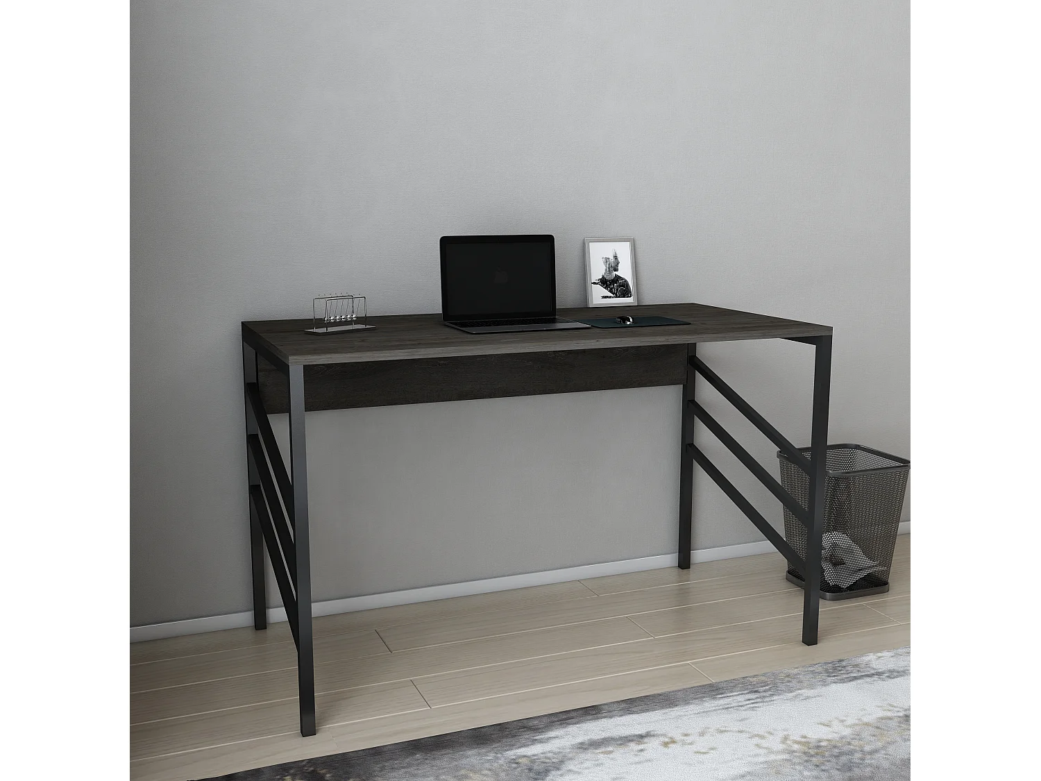 Bureau Josephine avec le cadre en métal (Noir et Wenge) 75 cm h x 120 cm l x 60 p