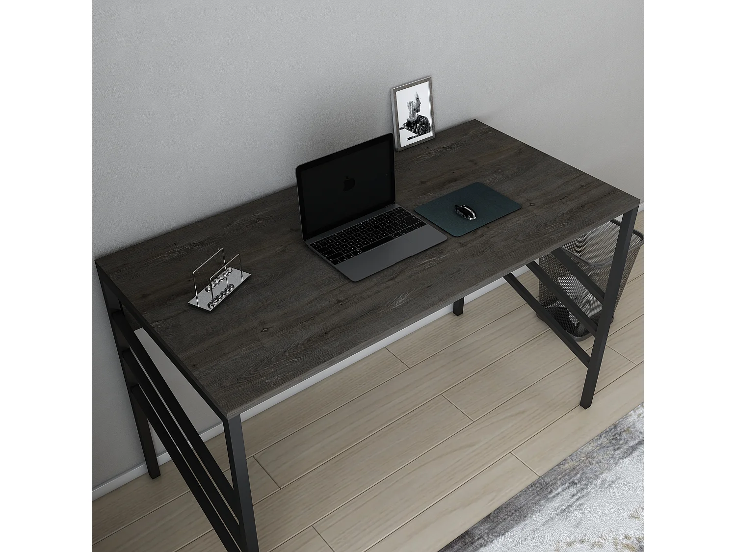 Bureau Josephine avec le cadre en métal (Noir et Wenge) 75 cm h x 120 cm l x 60 p