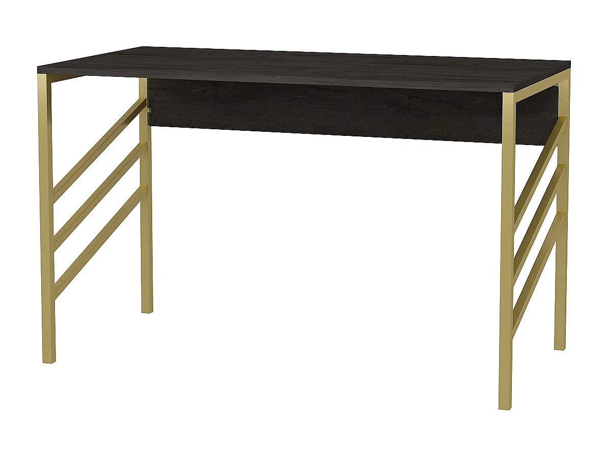 Bureau Josephine avec le cadre en métal - 75 cm h x 120 cm l x 60 p (Doré et Wenge)