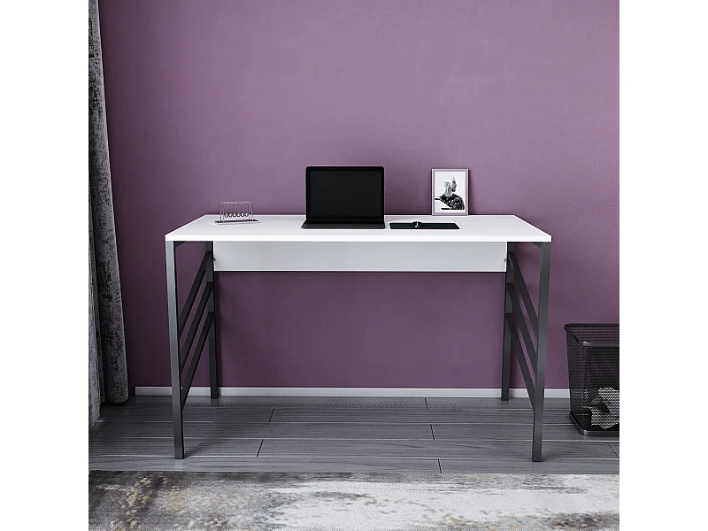 Bureau Josephine avec le cadre en métal (blanc et noir) 75 cm h x 120 cm l x 60 p