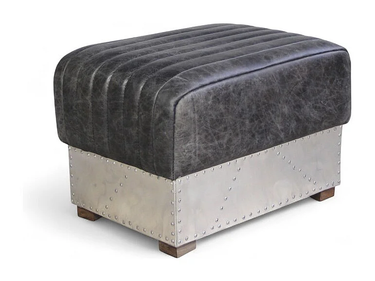 Pouf pelle grigia vintage metallo – modello St-Exupéry