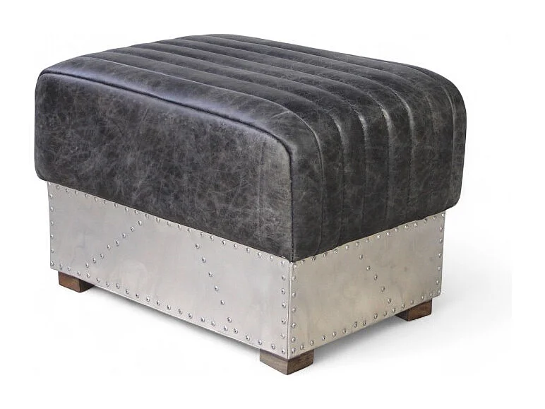 Pouf pelle grigia vintage metallo – modello St-Exupéry