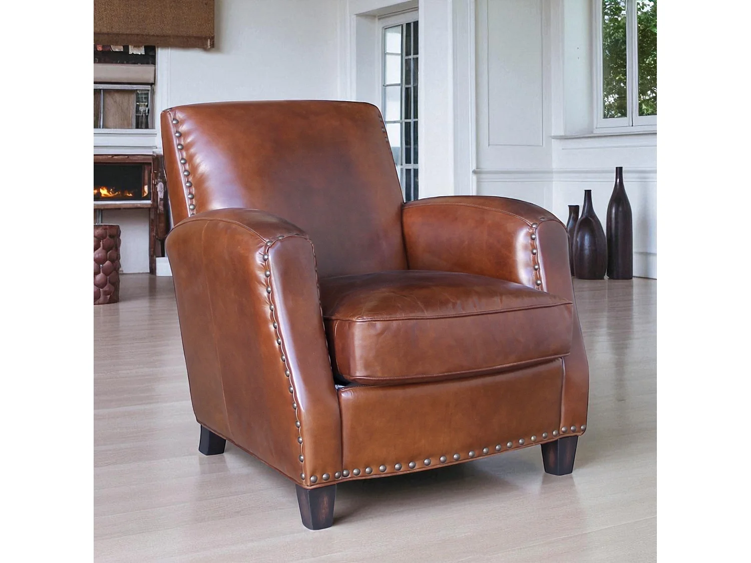 Club-Sessel Leder Braun gealtert Retro-Stil – Kollektion Vito