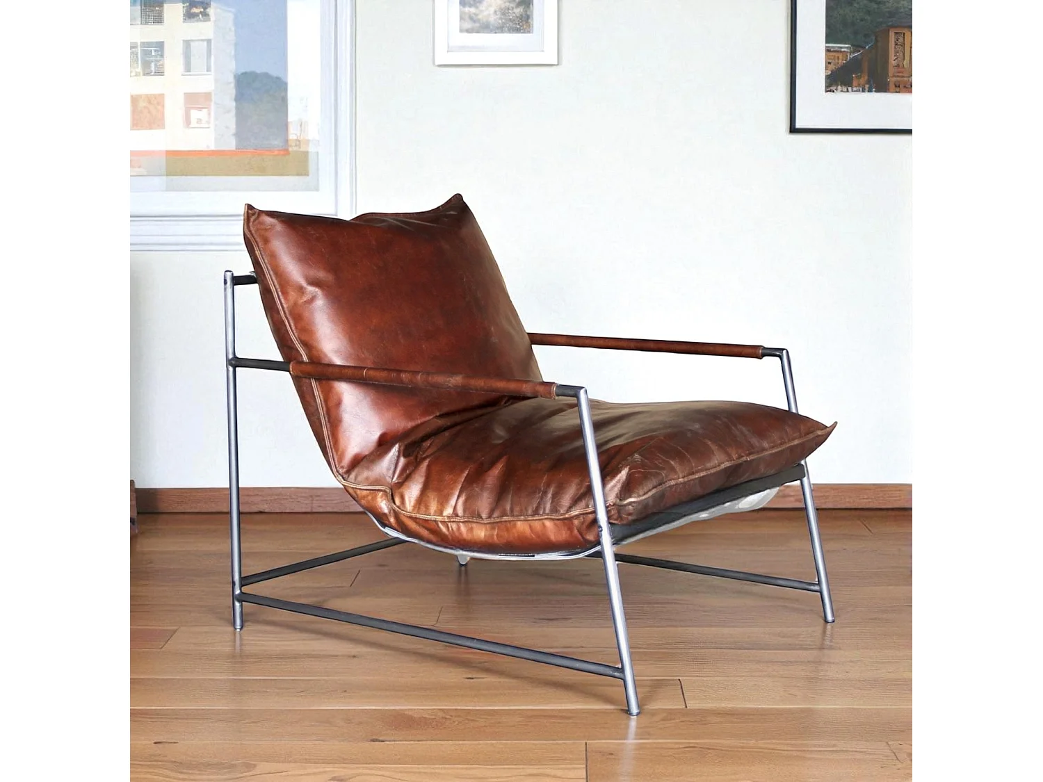 Poltrona design pelle e metallo – modello Rupert