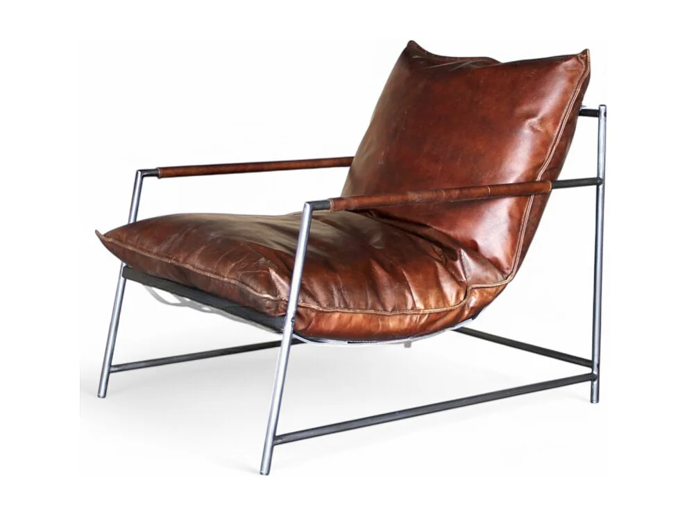 Poltrona design pelle e metallo – modello Rupert