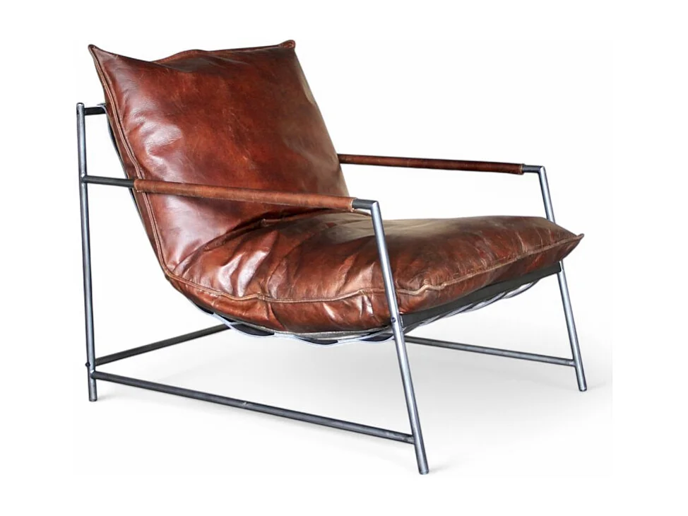 Poltrona design pelle e metallo – modello Rupert