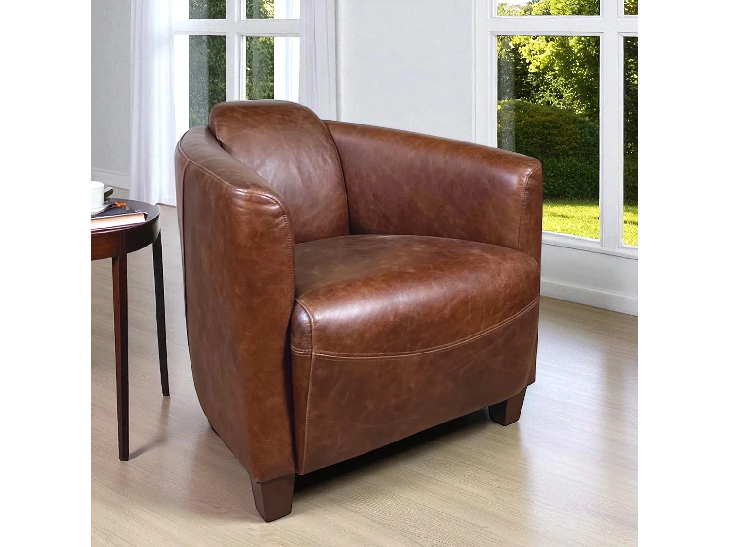 Poltrona marrone club pelle vintage – collezione Andrew