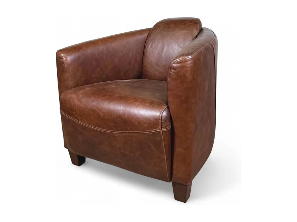 Poltrona marrone club pelle vintage – collezione Andrew