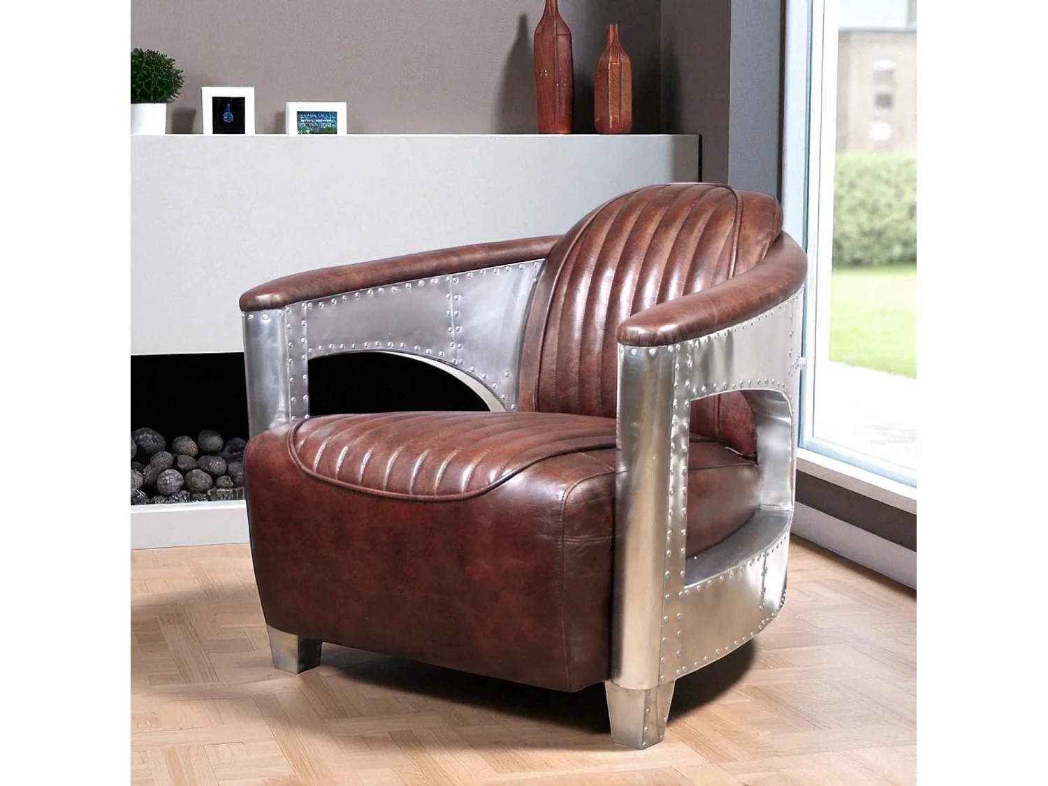 Poltrona aviatore pelle marrone vintage – collezione Chuck