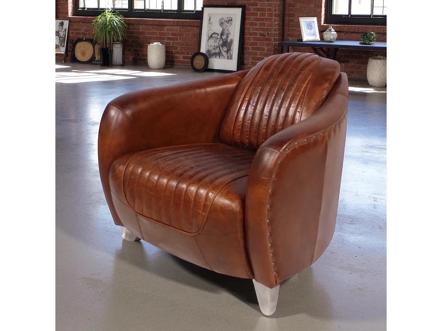 Poltrona club pelle marrone invecchiata – collezione Kent