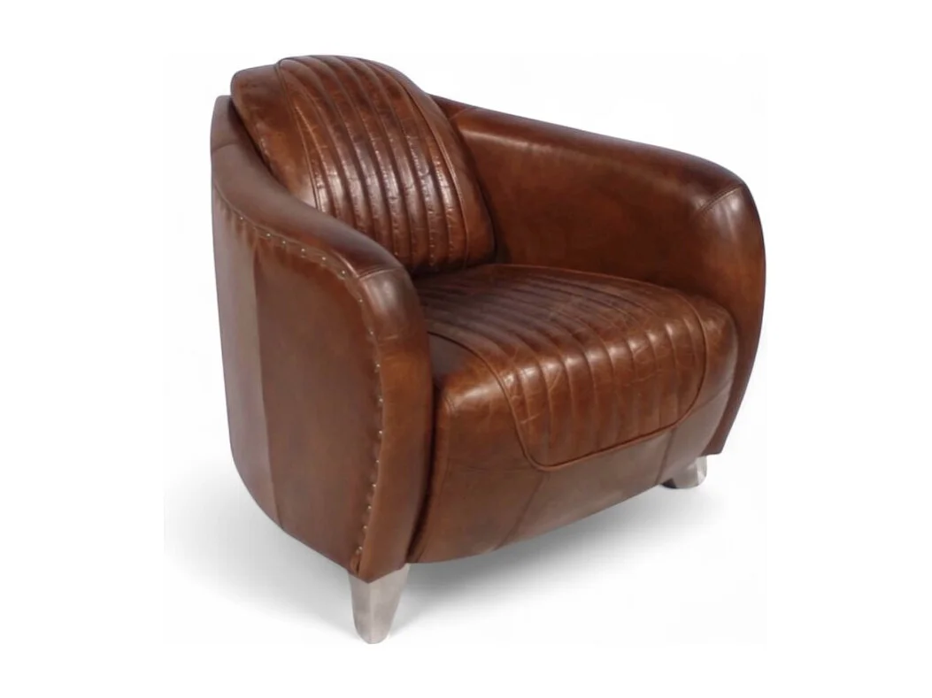 Poltrona club pelle marrone invecchiata – collezione Kent