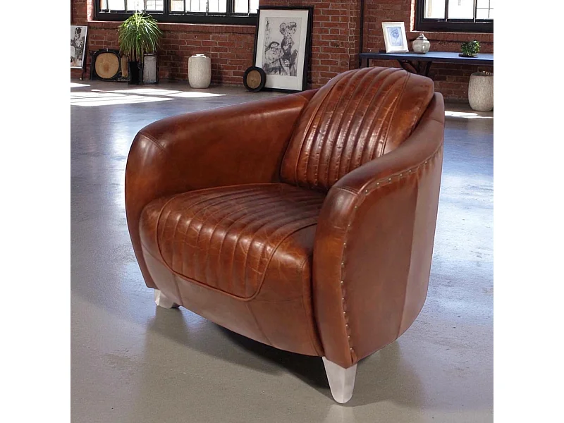 Poltrona club pelle marrone invecchiata – collezione Kent