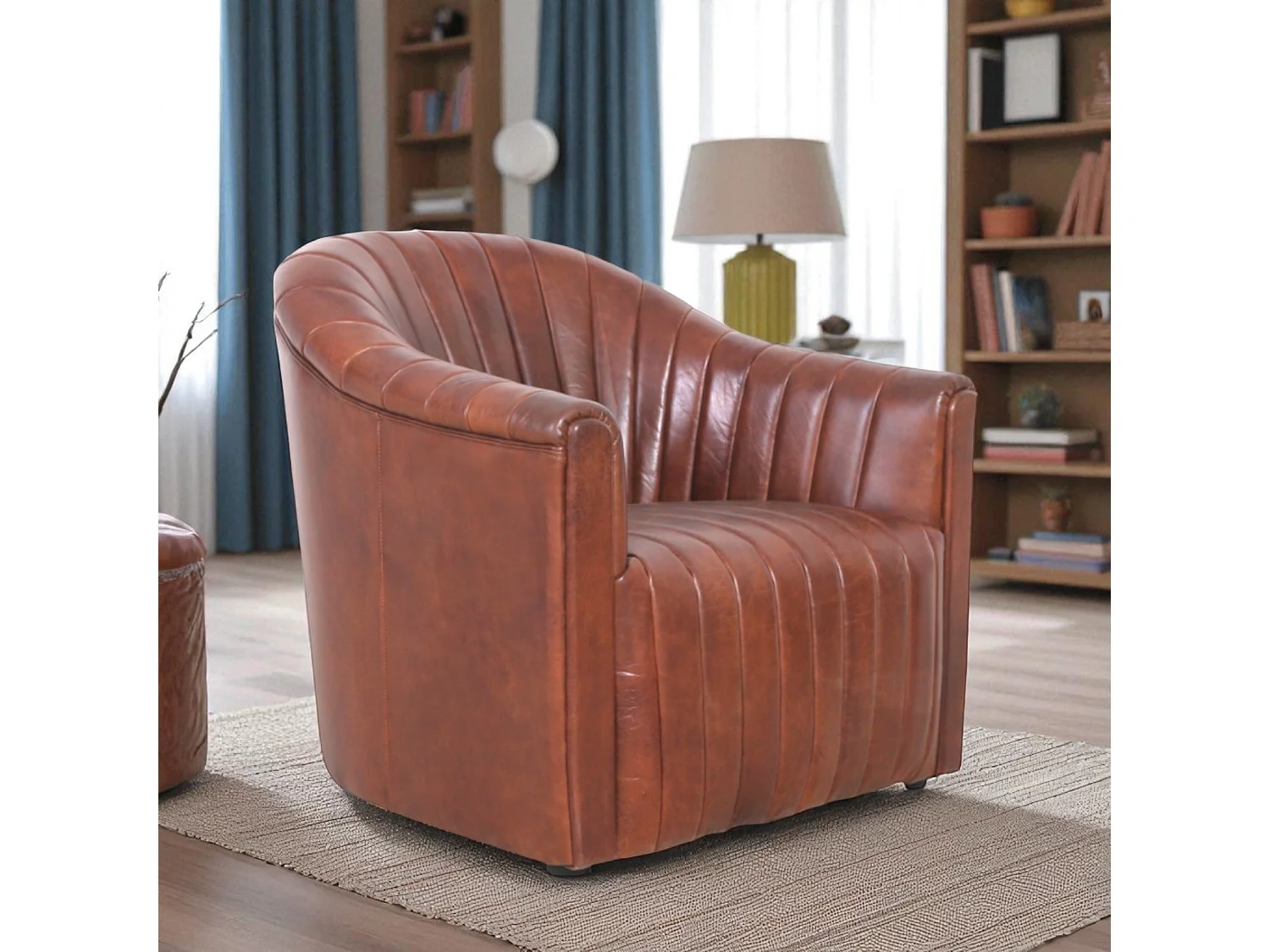 Poltrona in pelle marrone stile Gatsby – modello Zoe