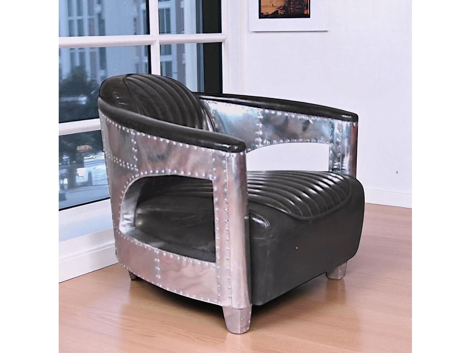 Aviator-Sessel Leder Schwarz Vintage – Kollektion Chuck