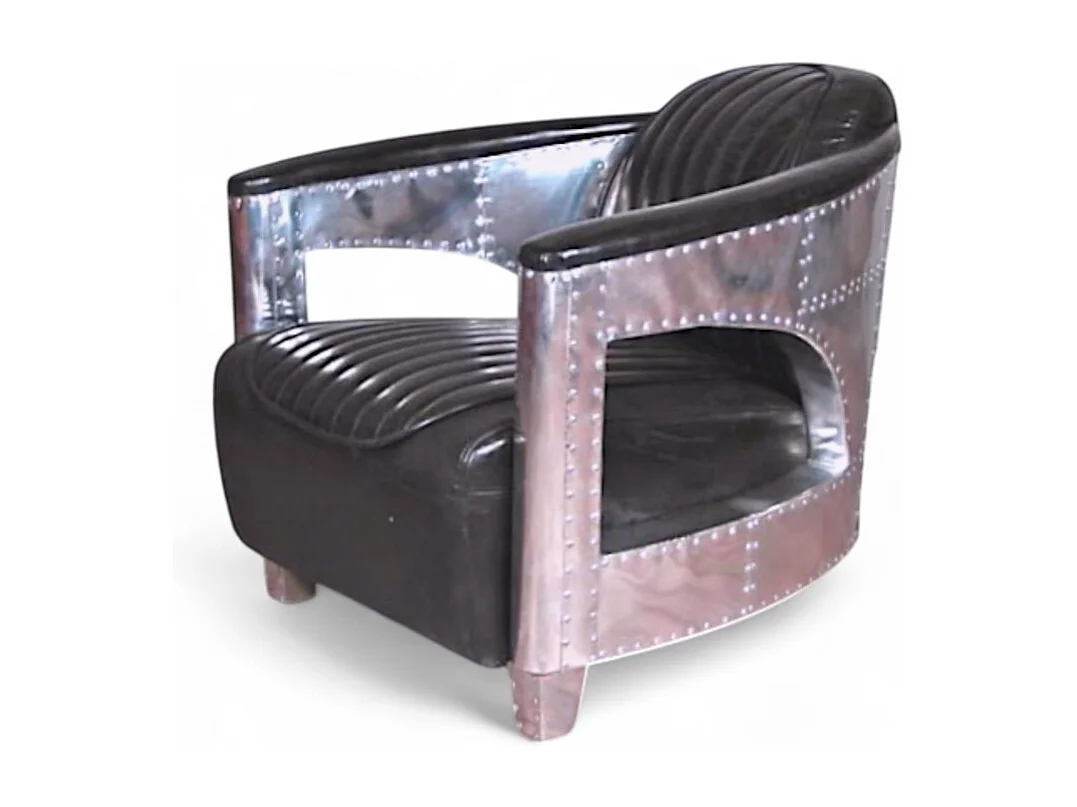 Aviator-Sessel Leder Schwarz Vintage – Kollektion Chuck