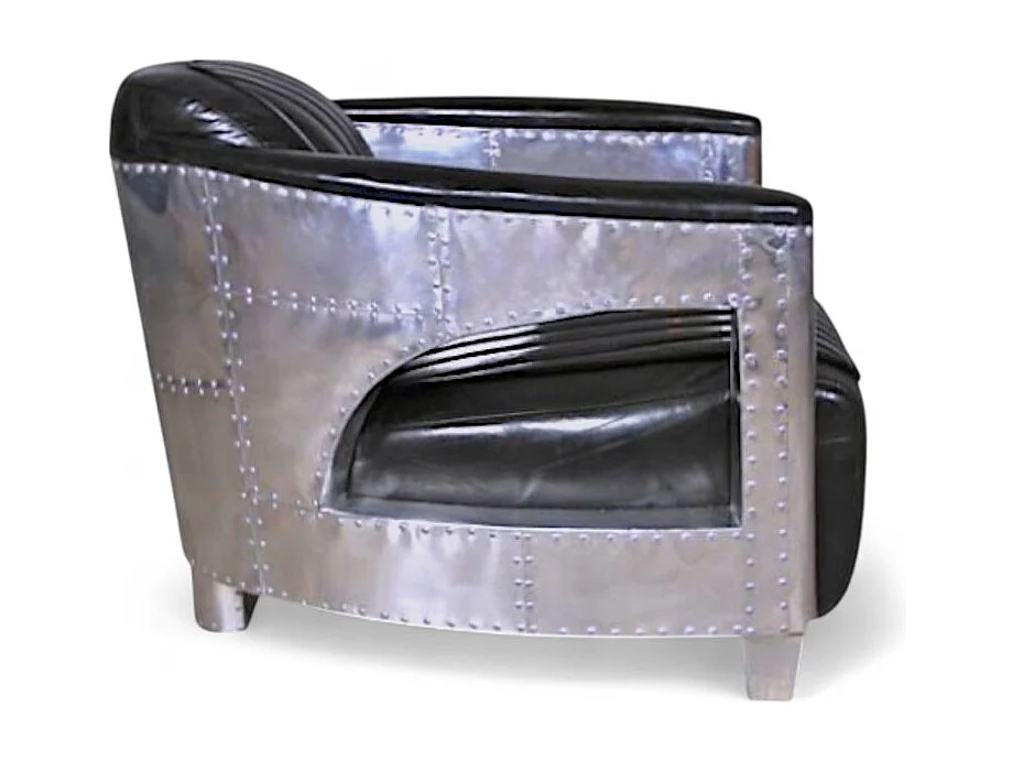 Aviator-Sessel Leder Schwarz Vintage – Kollektion Chuck