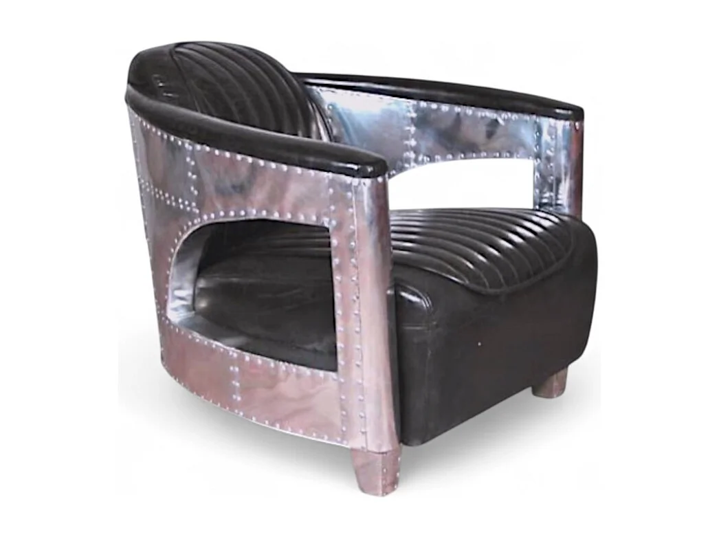 Aviator-Sessel Leder Schwarz Vintage – Kollektion Chuck