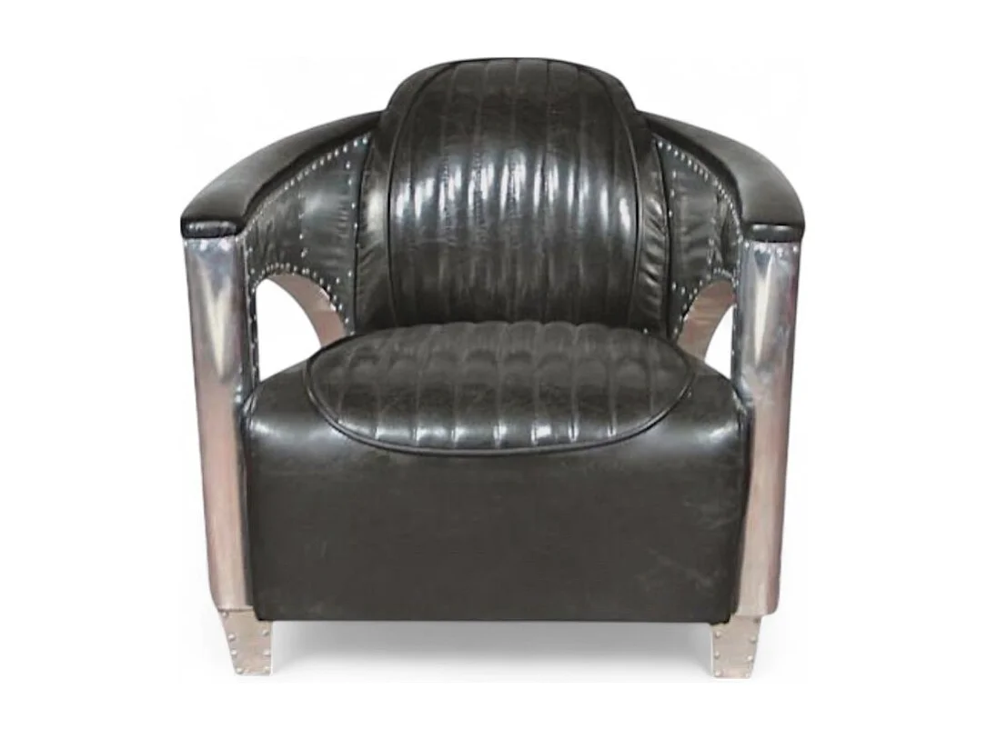 Aviator-Sessel Leder Schwarz Vintage – Kollektion Chuck