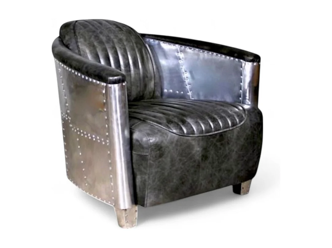 Poltrona aviatore pelle grigia vintage – collezione Mermoz