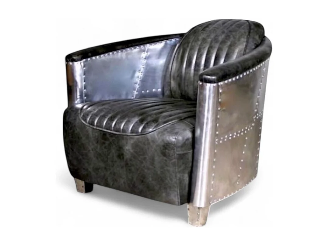 Poltrona aviatore pelle grigia vintage – collezione Mermoz