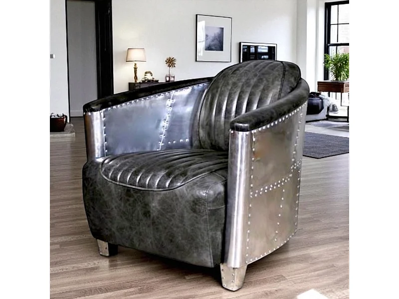 Poltrona aviatore pelle grigia vintage – collezione Mermoz