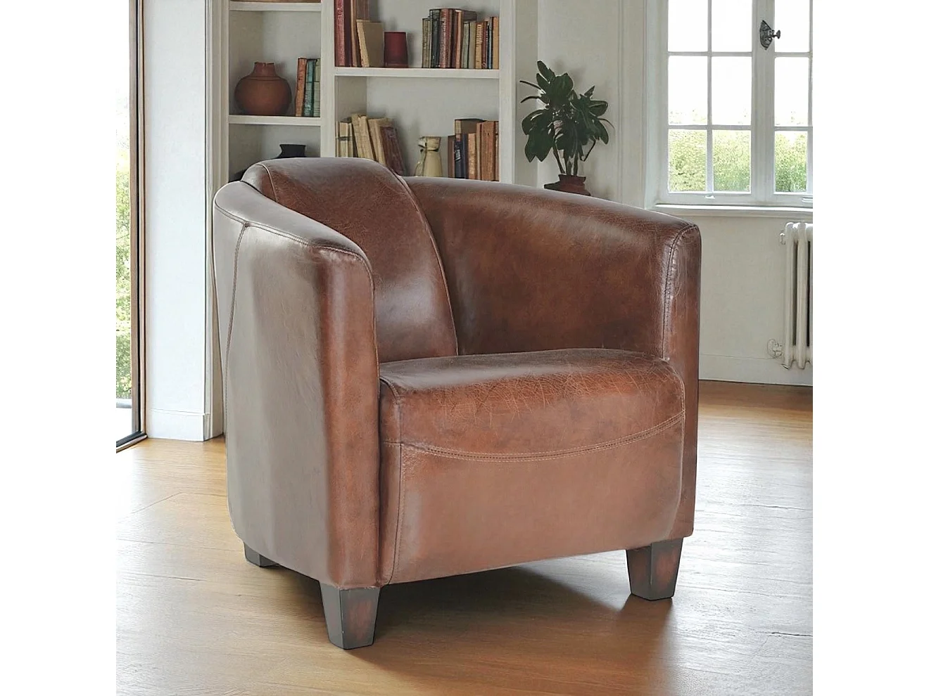 Poltrona club marrone pelle patinata – collezione Bryan