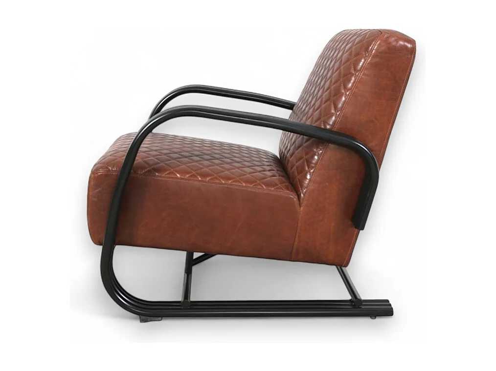 Poltrona design pelle marrone e metallo – modello Dustin
