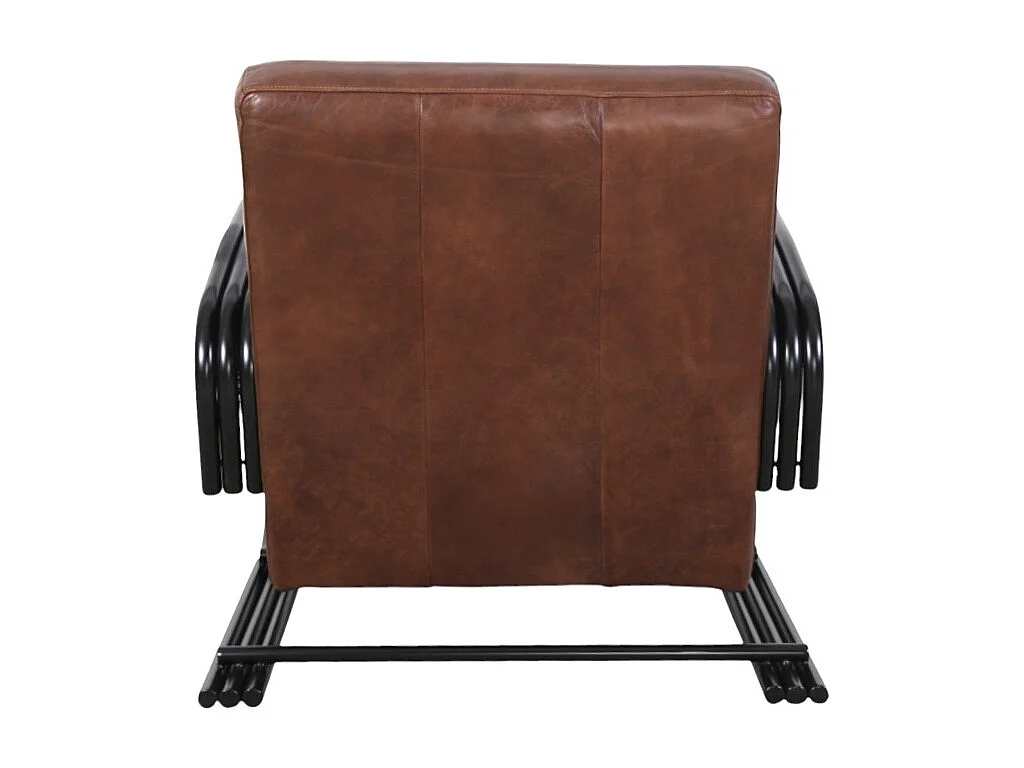 Poltrona design pelle marrone e metallo – modello Dustin