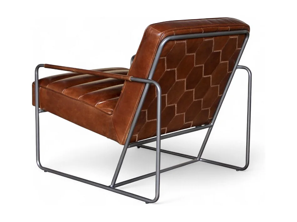 Poltrona design pelle marrone metallo – modello Domino