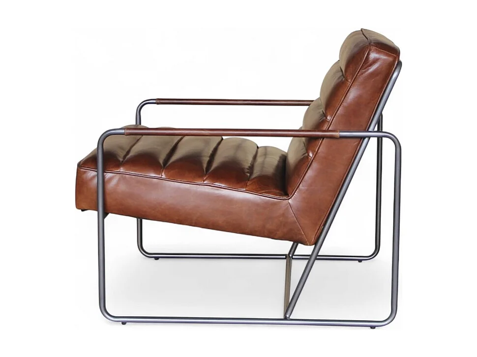 Poltrona design pelle marrone metallo – modello Domino