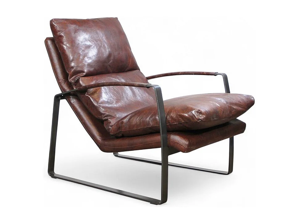 Poltrona pelle marrone vintage metallo – modello Arnold