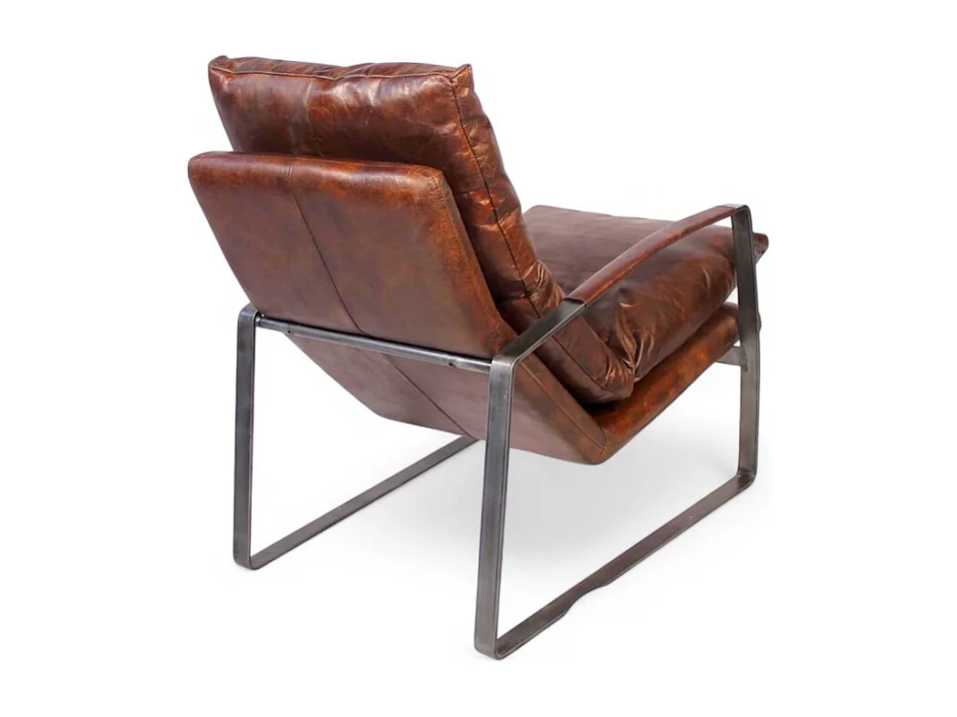 Poltrona pelle marrone vintage metallo – modello Arnold