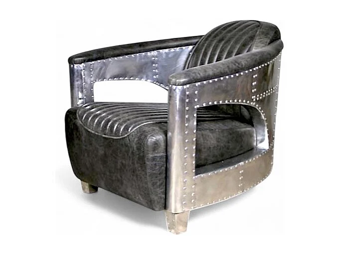 Poltrona aviatore pelle grigia vintage – collezione Mermoz