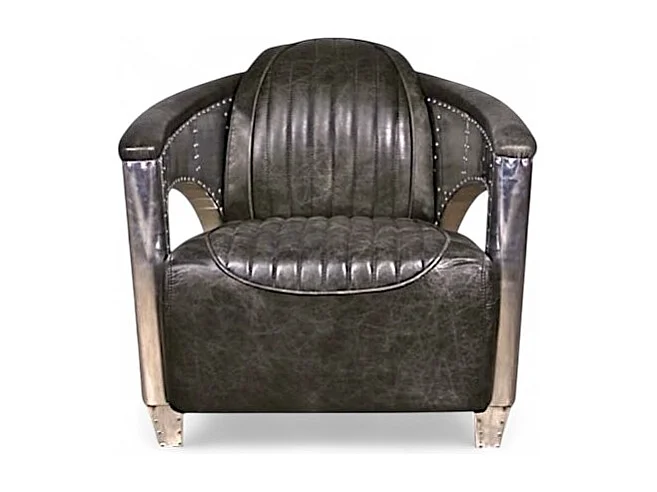 Poltrona aviatore pelle grigia vintage – collezione Mermoz