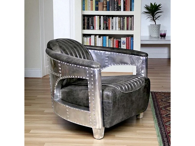 Poltrona aviatore pelle grigia vintage – collezione Mermoz